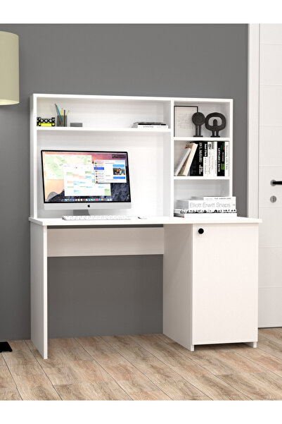 MASA Raflı Kapaklı Çalışma Masası | Kitaplıklı Bilgisayar Masası 120 cm | Ofi...