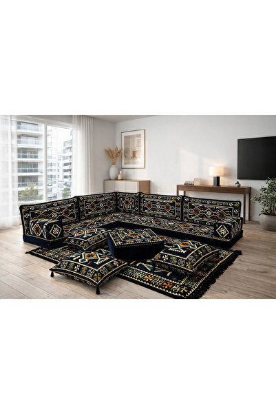 Dekor Köşe Kilim Desenli Köşe Oturma Takımı (22 DNS Sert Sünger) (Kilim HEDİY...
