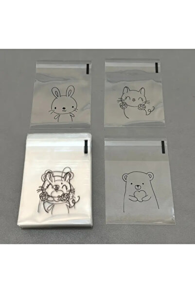 iğne izi Banded Transparent Patterned Bag Opp 10x10 Cm 95 Pieces