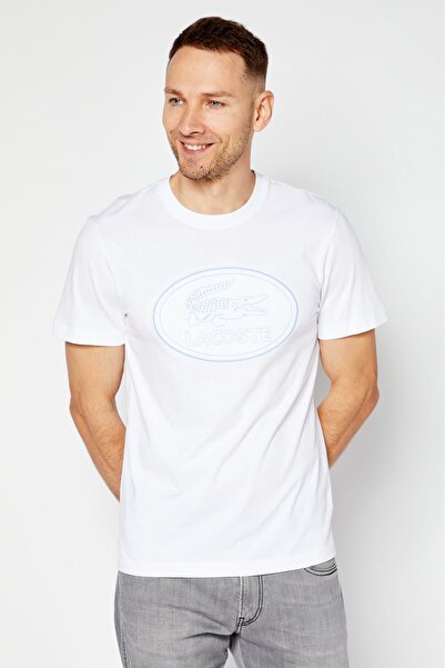 Lacoste Men Crew Neck Short Sleeves Embroidered Logo T-Shirt, White