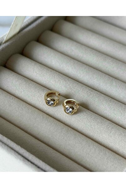 Font Shiny Mini Stone Gold Earrings