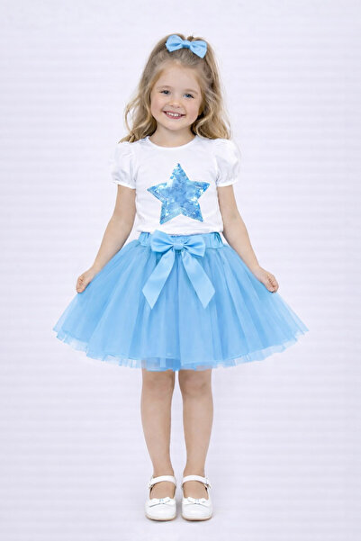 Nacar Kız Çocuk 23 Nisan 29 Ekim Yıldız Tshirt ve Tütü Etek İkili Takım - 23 ...