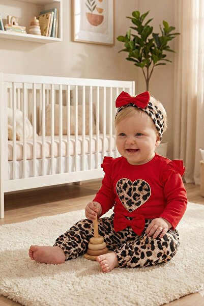 Babymod Leopard Patterned 3-Piece Cotton Baby Girl Set