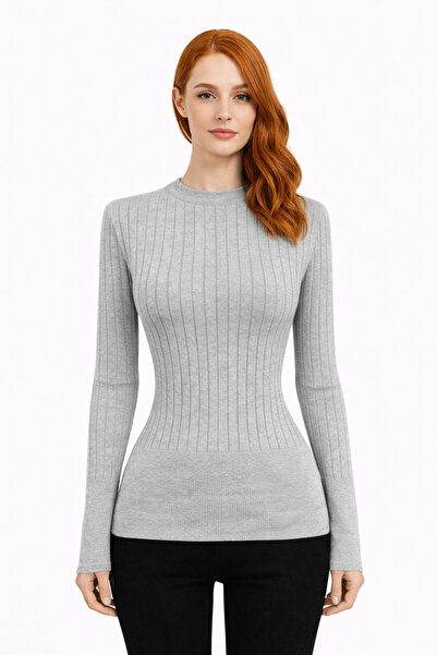 Neden Tekstil Crew Neck Ribbed Knitwear Sweater