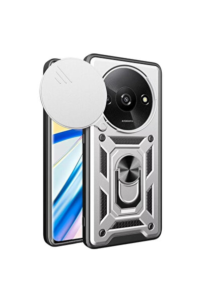 eco port Redmi a3 4g case with pars lens ring silicone - silver