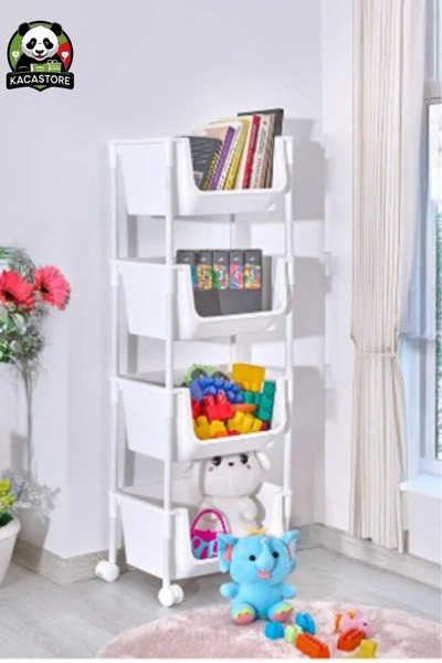 KACASTORE 4 Katlı Tekerlekli Plastik Düzenleyici Organizer Raf Çok Amaçlı Mut...