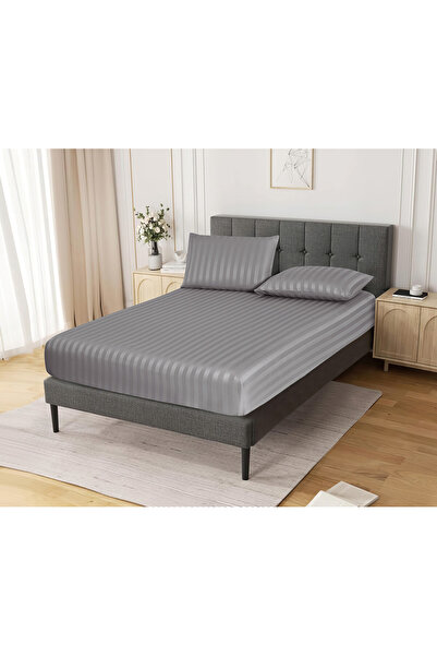 Donetella Striped Fitted Sheet Set 200x200 cm Super King – 1 Fitted Sheet + 2...