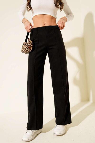heree High Waist Ribbon Stitched Stretchy Straight Leg Women's Trousers