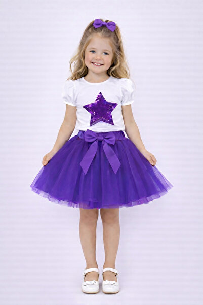 Nacar Kız Çocuk 23 Nisan 29 Ekim Yıldız Tshirt ve Tütü Etek İkili Takım - 23 ...