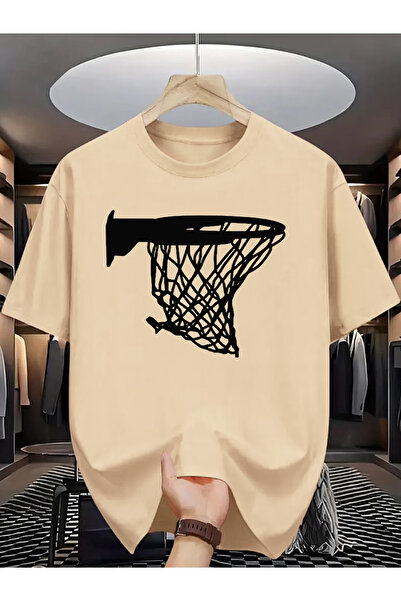 ALEYZA MODA Basketball printed oversize women's/men's unisex white t-shirt