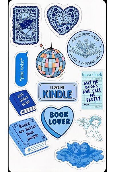 Limitless Design Blue Tone Book Lover Sticker Set