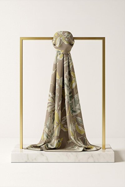Çağrı İpek Floral Patterned Cotton Silk Shawl 13987-10