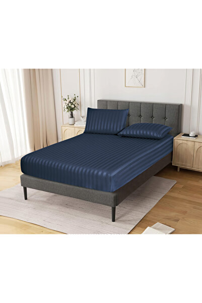 Donetella Striped Fitted Sheet Set 200x200 cm Super King – 1 Fitted Sheet + 2...