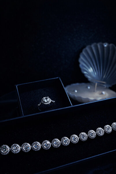 SEFLORA SEVGİLİLER GÜNÜ HEDİYESİ ÇELİK BİLEKLİK 925 AYAR YÜZÜK SETİ