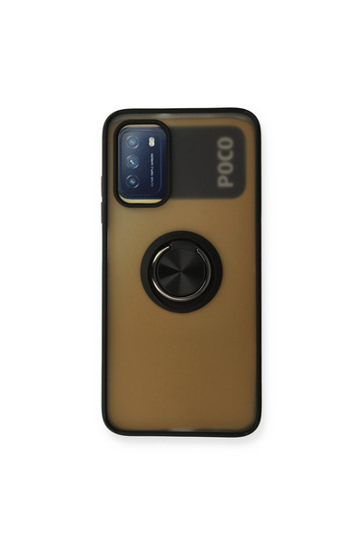 eco port غطاء حماية سيليكون لهاتف ريدمي نوت 9 4G من مونتريال مع حلقة - أسود