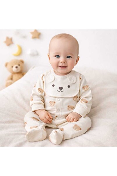 AGUCUK Newborn Baby Overall+Bib Set 100% Cotton