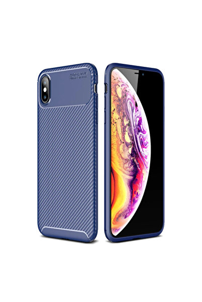 eco port iPhone XS Max Case Auto Focus Carbon Cover - Navy Blue
