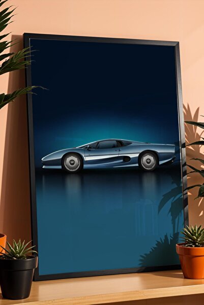 Saturn Jaguar Xj220 Car Framed Painting Men's Room and Garage Decor Classic C...