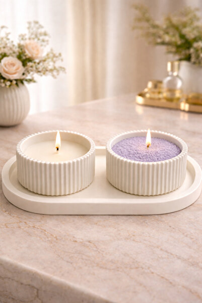 YİĞİTER • Decorative Double Candle Set – Soy Wax and Powder Candle |   Handma...