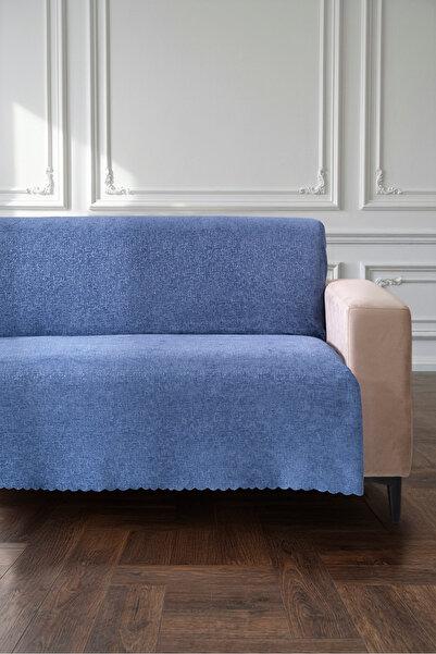 VELANORA HOME Indigo Blue 175X215 cm Premium Sofa Cover Chenille Jacquard Fab...