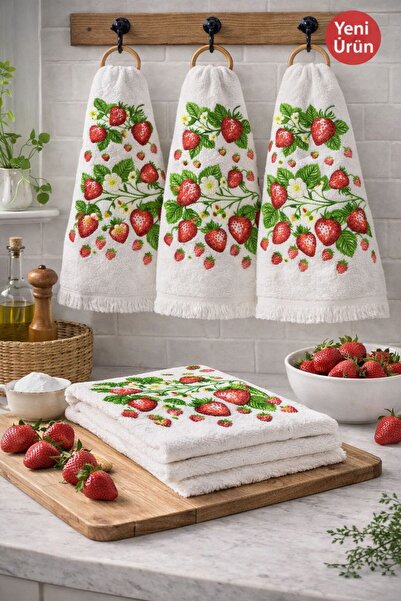 Mela Home 3-Piece Decorative Kitchen Towel - Dishcloth - Oven Towel - 40*60 c...