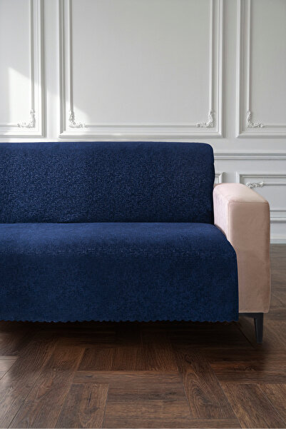 VELANORA HOME Navy Blue 175X215 cm Premium Sofa Cover Chenille Jacquard Fabri...