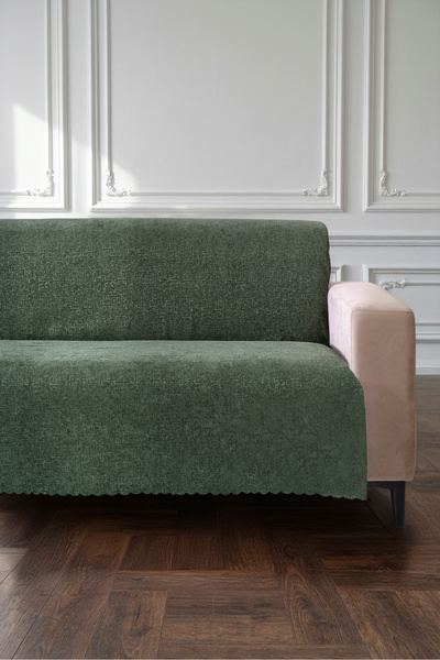 VELANORA HOME Yeşil 175X215 cm Premium Koltuk Örtüsü Şönil Jakarlı Kumaş Yüks...