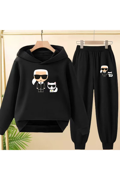 SVART WEAR Εμβληματικό σετ φόρμας με στάμπα Karl Lagerfeld, με κουκούλα και σ...