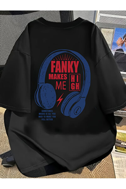 ALEYZA MODA FANKY Βαμβακερό T-Shirt με στάμπα και λαιμόκοψη ποδηλάτου σε μεγά...