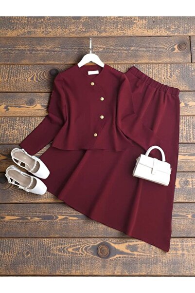 ŞAHİN TESETTÜR GİYİM ÇAPRAZ DÜĞMELİ DOUBLE ETEKLİ TAKIM 1715