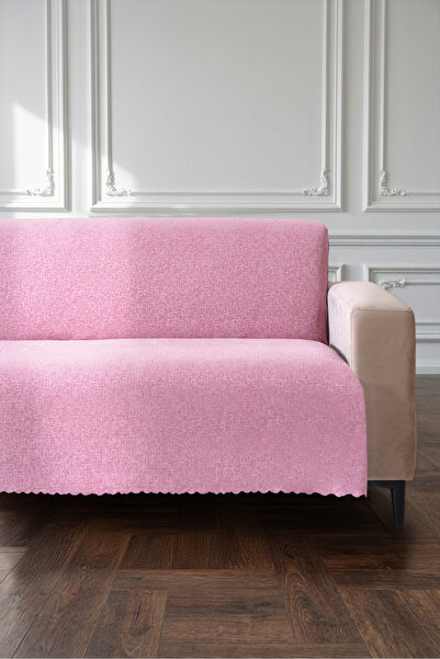 VELANORA HOME Pink 175X215 cm Premium Sofa Cover Chenille Jacquard Fabric Hig...
