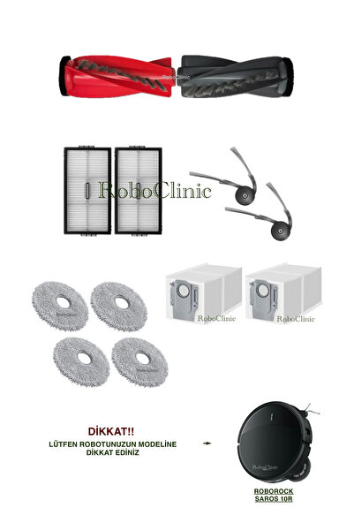 Roboclinic كيس غبار بديل متوافق مع مكنسة روبوروك ساروس 10R الروبوتية، فرشاة، ...