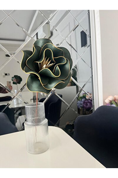CrossWell Dekoratif Gold Şeritli Yeşil Yapay Çiçek - Modern Masa Üstü Dekor (...