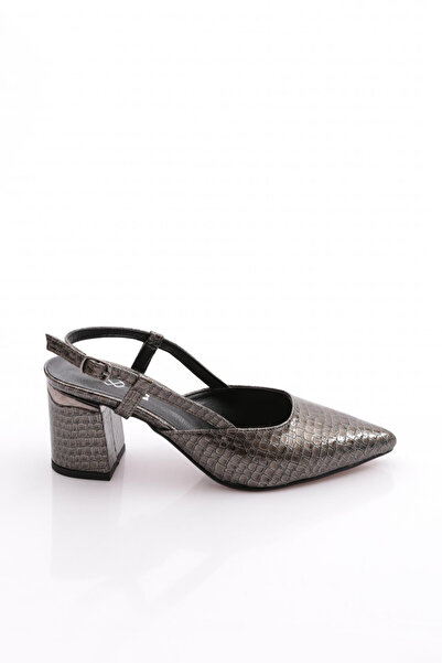 DGN 230 Women's Pointed Toe Open Back Ankle Belt Thick Heeled Shoes