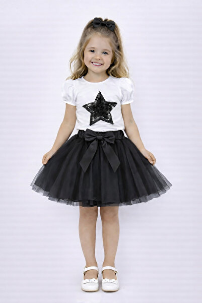 Nacar Kız Çocuk 23 Nisan 29 Ekim Yıldız Tshirt ve Tütü Etek İkili Takım - 23 ...