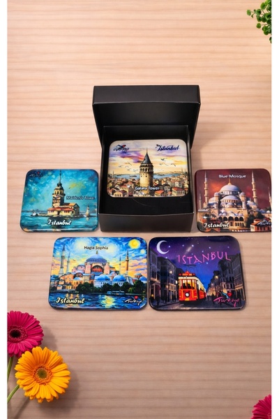 UPEKA 5'li İstanbul Temalı Özel Tasarım Hediyelik Koleksiyonluk Magnet Set Ku...