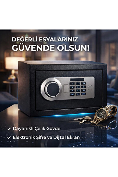 SAFEBOX Çelik Kasa Şifreli, Parmak İzli ve Anahtarlı Kullanımı Kolay Uzun Ömü...