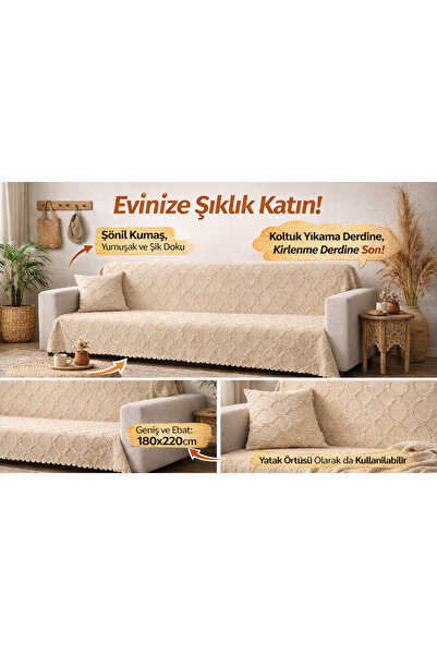 Bohem Şönil Koltuk Örtüsü 180x220 cm | Kaymaz – Tüm Koltuklara Uyumlu