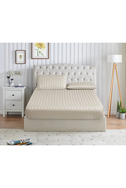 Donetella Striped Fitted Sheet Set 150x200 cm Queen – 1 Fitted Sheet + 2 Pill...