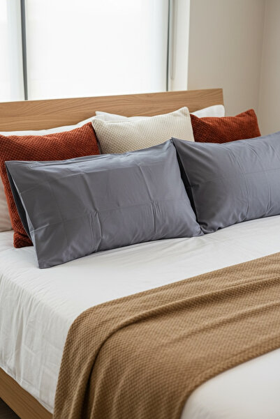 ŞENER HOME 100% Cotton Ranforce 2-Piece White Pillowcase with Cover 50X70 Cm.