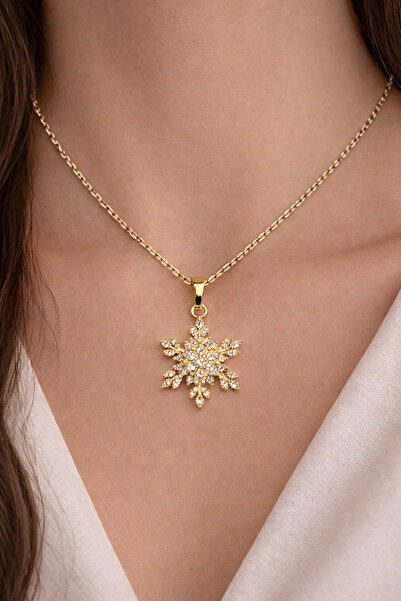 MEDJEWELRY Dönen Kar Tanesi Kolye - Çelik I Sürpriz Küpe Hediye