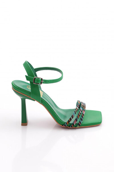 DGN 1299 Women's Colorful Stripe Ankle Strap Heeled Shoes