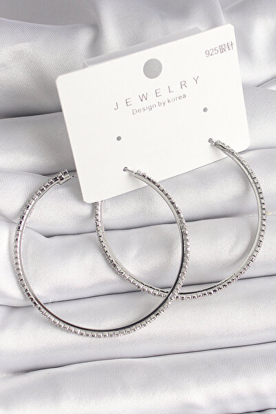 Skygo Brass Silver Color Zircon Stone Hoop Model Women's Earrings - Tj-Bkp10016