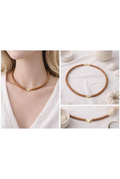 Archhazel Jewelery Mocha Heart Fimo Necklace