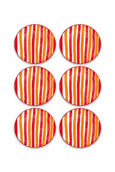 The Mia Joy0001 Joy 6-Piece Cake Plate Set Red - 19 cm