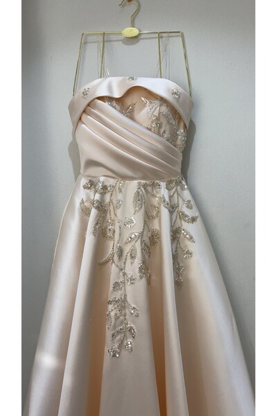 dalaa Beige Mikado evening dress