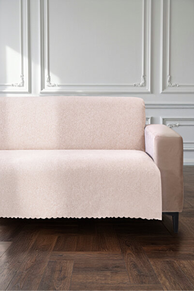 VELANORA HOME Cream 175X215 cm Premium Sofa Cover Chenille Jacquard Fabric Hi...