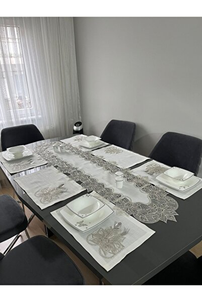 BRL ÇEYİZ HOME Linen Textured Luxury French Lace American Set/12 People-13 Pi...