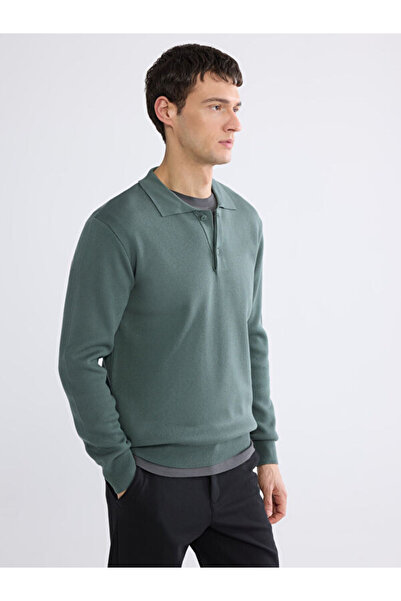 LC Waikiki Rmz Gi̇yi̇m Farkiyla Devrik Roba Collar Men's Knitwear Sweater