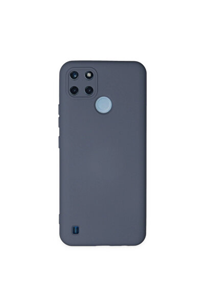 eco port جراب Realme C25y مصنوع من السيليكون المخملي الداخلي - رمادي